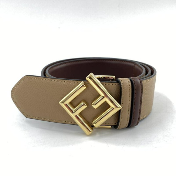 FENDI FF Diamond Reversible Belt 8C0736 Brown Calf Leather Fendi